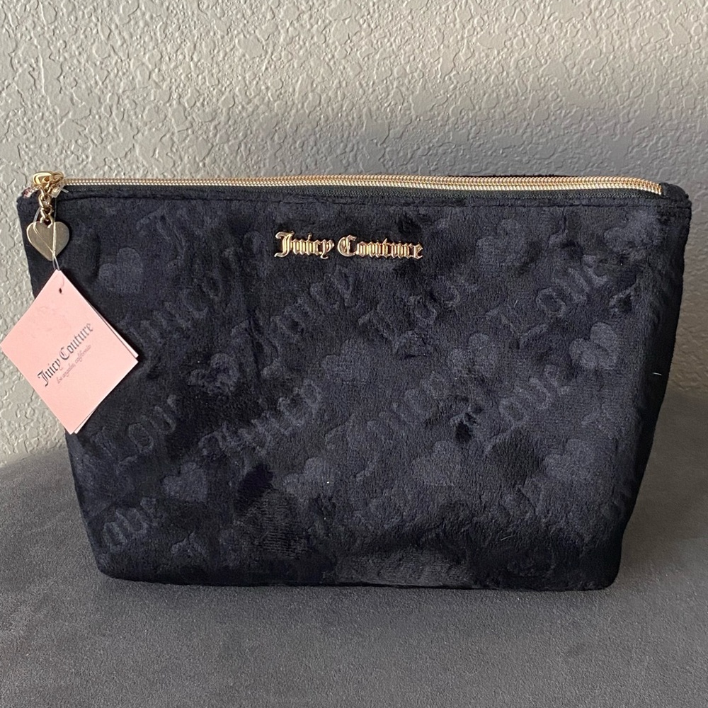 Juicy Couture Black Velour Travel Makeup Bag NWT
